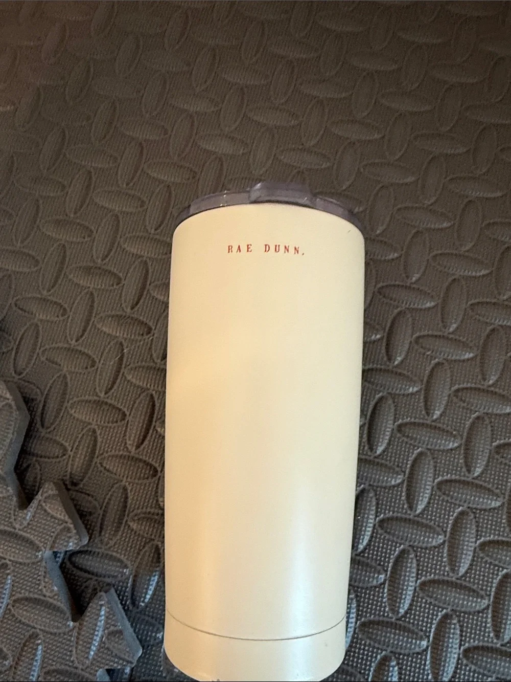 Rae Dunn White Travel Tumbler with Red LOVE Lettering and Clear Lid